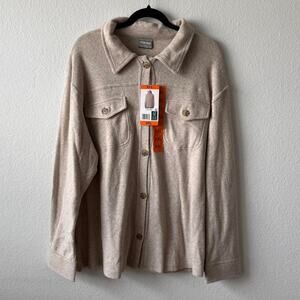 Beige fleece sweater top button